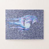 Paarse Glitter Unicorn Legpuzzel (Horizontaal)