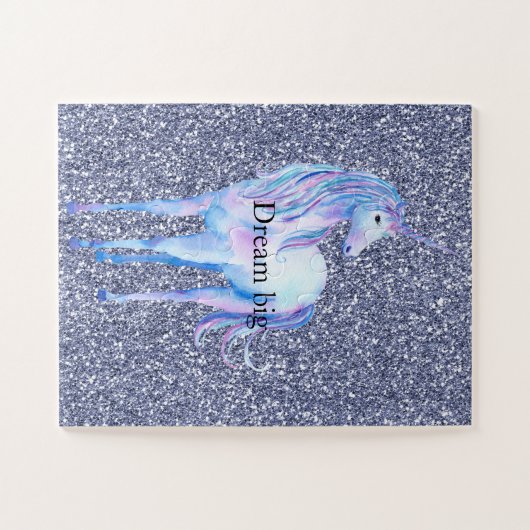 Paarse Glitter Unicorn Legpuzzel (Horizontaal)