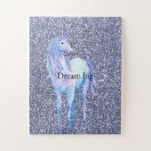 Paarse Glitter Unicorn Legpuzzel (Verticaal)