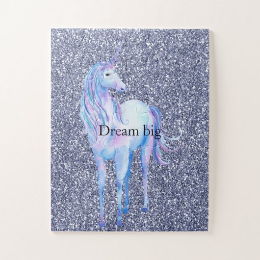 Paarse Glitter Unicorn Legpuzzel (Verticaal)
