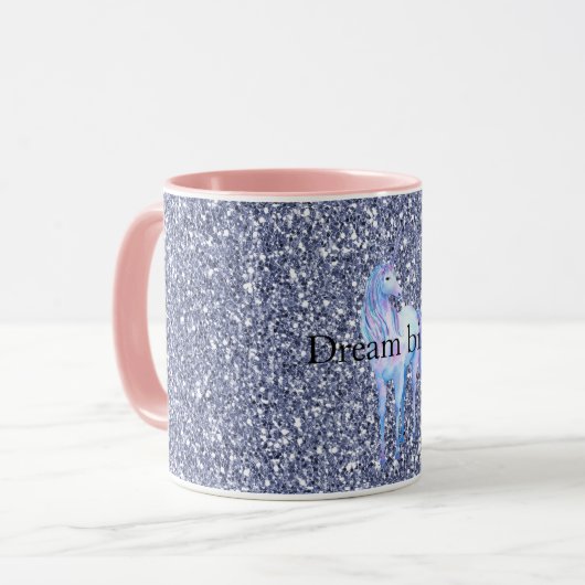 Paarse Glitter Unicorn Mok (Voorkant links)