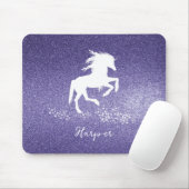 Paarse Glitter Unicorn Muismat (Met muis)