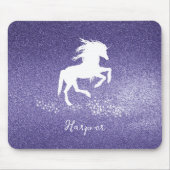 Paarse Glitter Unicorn Muismat (Voorkant)