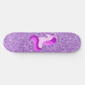 Paarse glitter Unicorn Skateboard Deck (Horizontaal)