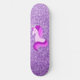 Paarse glitter Unicorn Skateboard Deck