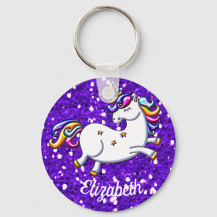 Paarse Glitter Unicorn Sleutelhanger