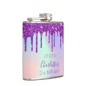 Paarse glitter van de geboorte druppelt holografis heupfles (Rechts)