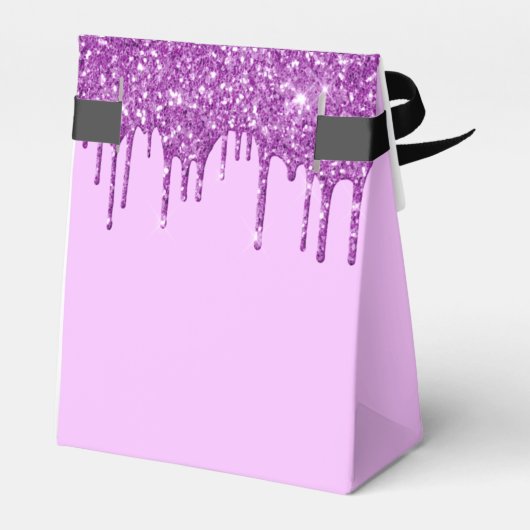 Paarse glitter van het feest druipt glamoureus bedankdoosjes (Achterkant)
