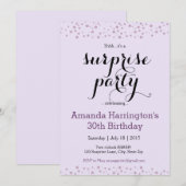 Paarse Glitter Verrassingsfeestuitnodigingen Kaart (Voorkant / Achterkant)
