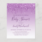 Paarse Glitter-virtueel Baby shower budgetten (Voorkant)