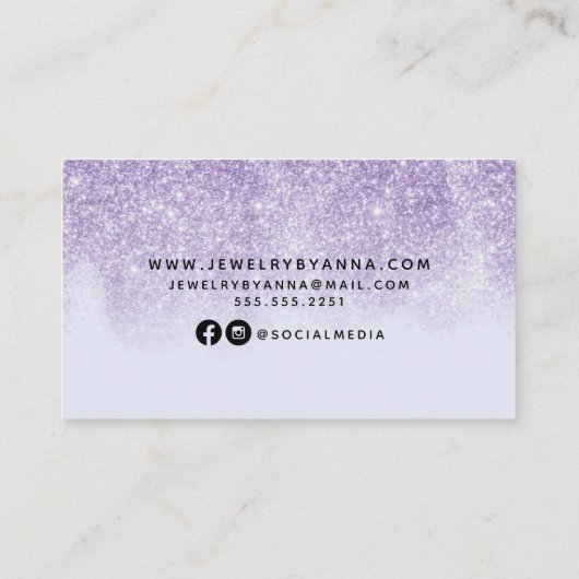 Paarse Glitter Visitekaartje (Achterkant)