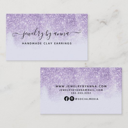 Paarse Glitter Visitekaartje (Voorkant / Achterkant)