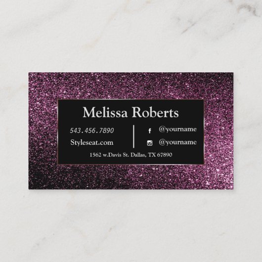 paarse glitter visitekaartje (Achterkant)