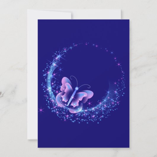 Paarse Glitter Vlinder Meisje Baby Shower Kaart (Achterkant)