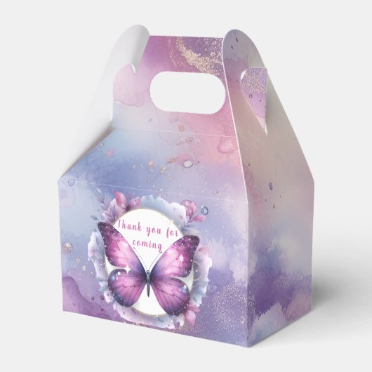 Paarse glitter vlinder - Verjaardag Bedankdoosjes (Achterkant)