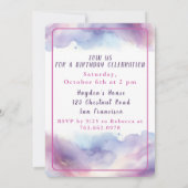 Paarse glitter vlinder - Verjaardag Kaart (Achterkant)