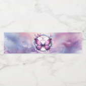 Paarse glitter vlinder - Verjaardag Waterfles Etiket (Enkel label)