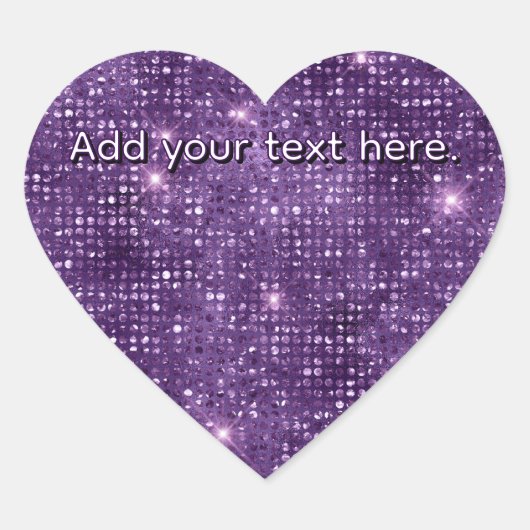 Paarse glitter Voeg je eigen tekst hart Sticker (Voorkant)