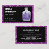 Paarse Glitter Waterverf Perfume Flacon Visitekaartje (Voorkant / Achterkant)