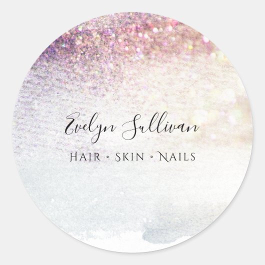 paarse glitter waterverf ronde sticker (Voorkant)