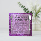 Paarse Glitter Wedding Rehearsal Dinner Kaart (Staand voorkant)