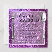 Paarse Glitter Wedding Rehearsal Dinner Kaart (Voorkant)