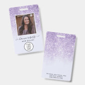 Paarse Glitter Werknemer of Stylist ID Badge (Voor- en achterkant)