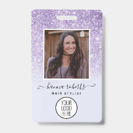 Paarse Glitter Werknemer of Stylist ID Badge