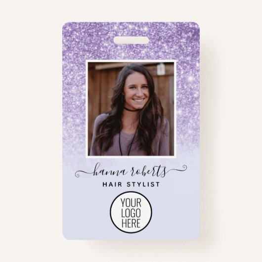 Paarse Glitter-werknemer of stylist-id Badge (Voorkant)