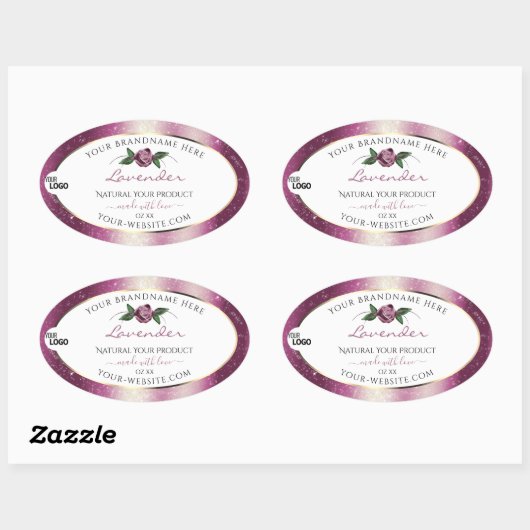 Paarse Glitter White Floral Product Labels Logo (Vel)