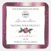Paarse Glitter White Floral Product Labels Logo (Voorkant)