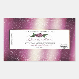 Paarse Glitter White Floral Product Labels Logo