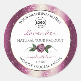 Paarse Glitter White Floral Product Labels Logo