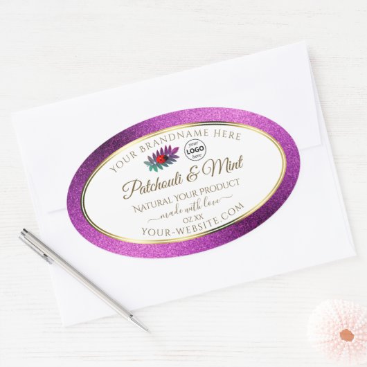 Paarse Glitter White Product Labels Ladybug Logo (Envelop)