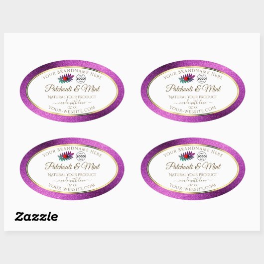 Paarse Glitter White Product Labels Ladybug Logo (Vel)