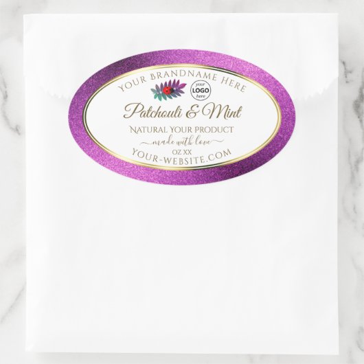 Paarse Glitter White Product Labels Ladybug Logo (Tas)