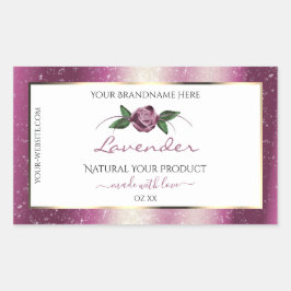Paarse Glitter White Product Labels Roos Flower