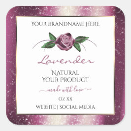 Paarse Glitter White Product Labels Roos Flower