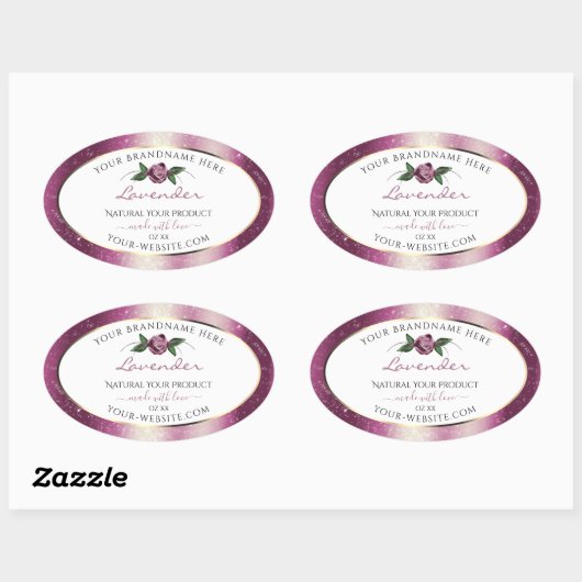 Paarse Glitter White Product Labels Roos Flower (Vel)