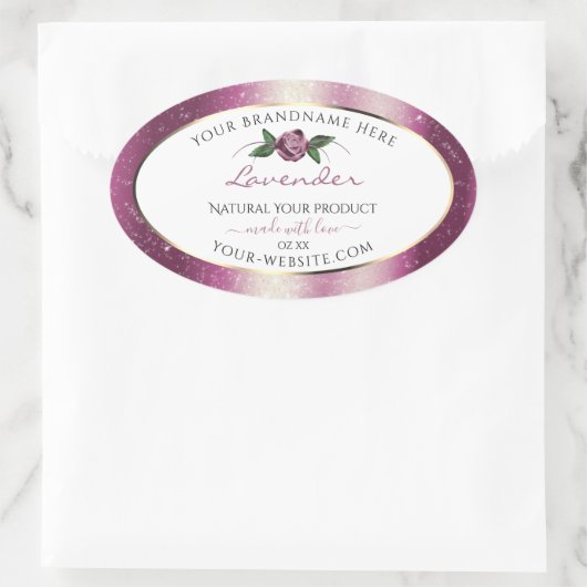 Paarse Glitter White Product Labels Roos Flower (Tas)