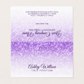 Paarse Glitter & Witte Vonken Visitekaartje (Buitenkant ongevouwen)