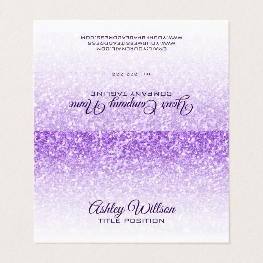 Paarse Glitter & Witte Vonken Visitekaartje (Buitenkant ongevouwen)