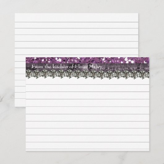 Paarse Glitter Wood Kijk op persoonlijke titel Ont Briefkaart (Voorkant / Achterkant)
