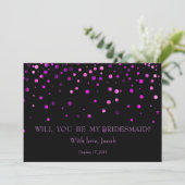 Paarse Glitter, word jij mijn Bridesmaid? Kaart (Staand voorkant)