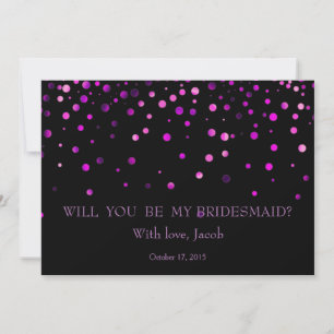 Paarse Glitter, word jij mijn Bridesmaid? Kaart