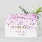 Paarse Glitter, word jij mijn Bridesmaid? Kaart (Staand voorkant)