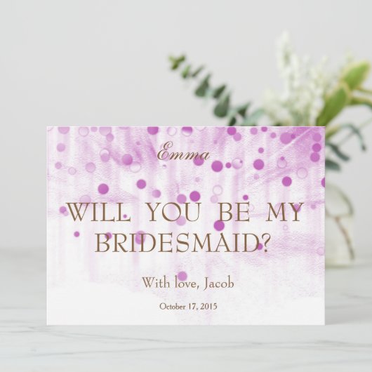 Paarse Glitter, word jij mijn Bridesmaid? Kaart (Staand voorkant)