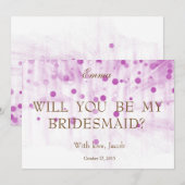 Paarse Glitter, word jij mijn Bridesmaid? Kaart (Voorkant / Achterkant)