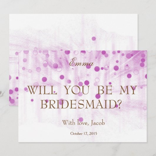 Paarse Glitter, word jij mijn Bridesmaid? Kaart (Voorkant / Achterkant)