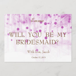 Paarse Glitter, word jij mijn Bridesmaid? Kaart